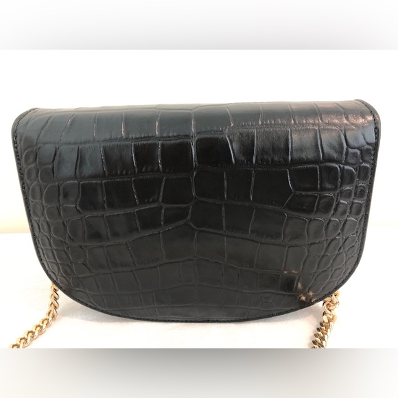 A.P.C. Genève Bag Black Croc Embossed Clutch Chain Crossbody - Picture 4 of 8